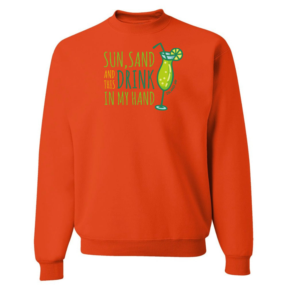 Orange sweatshirt with a graphic and text on a white background