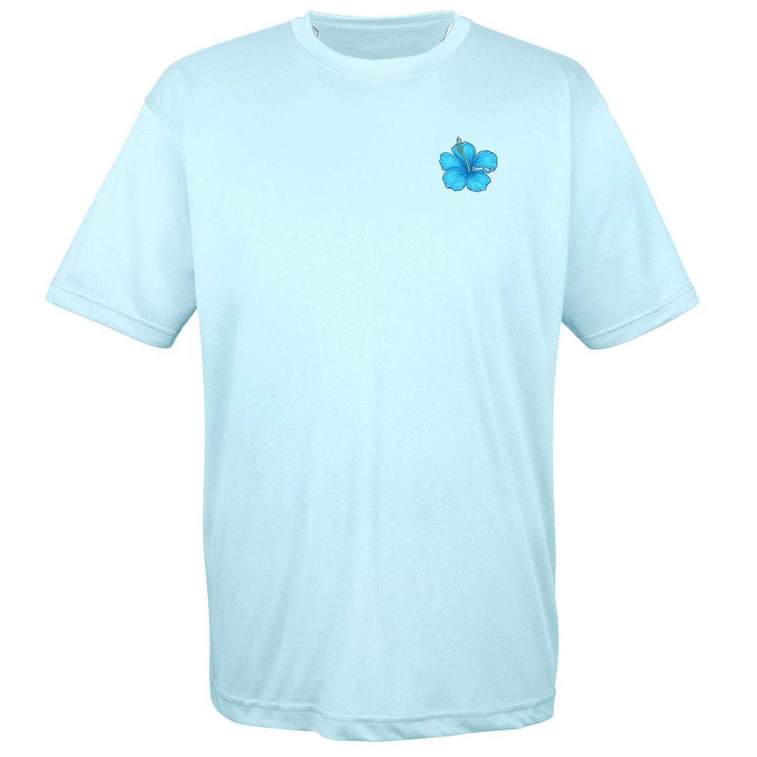 Sell Your Stuff & Become A Local UV Performance Shirt With Hibiscus front left chest logo