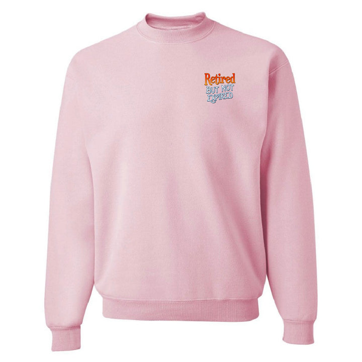 Pink sweatshirt with text on a white background