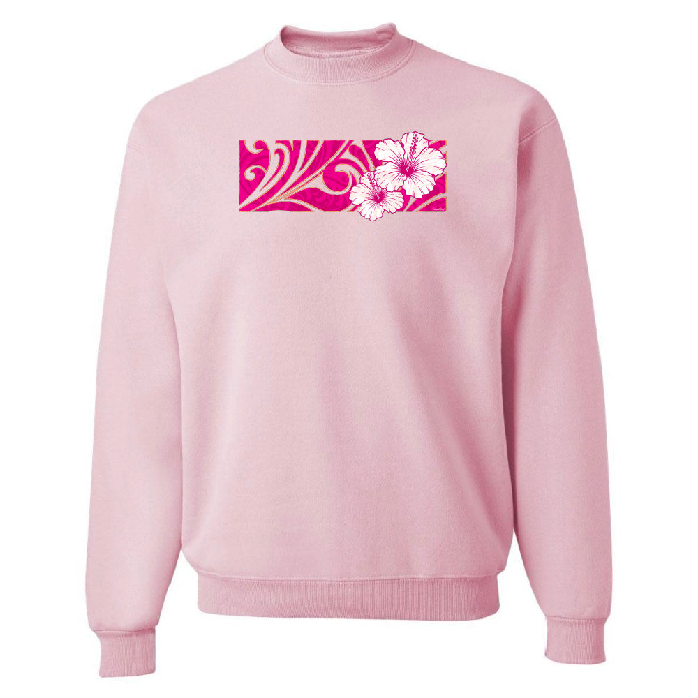 Pink sweatshirt with a floral design on a white background