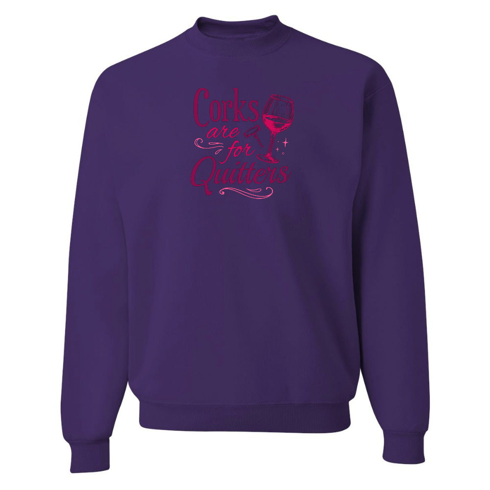 Purple sweatshirt with red text on a white background