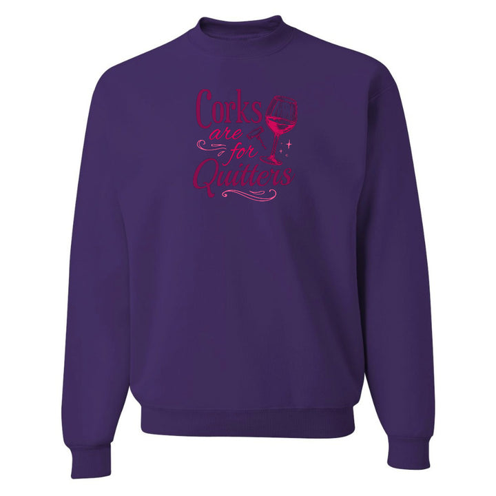 Purple sweatshirt with red text on a white background