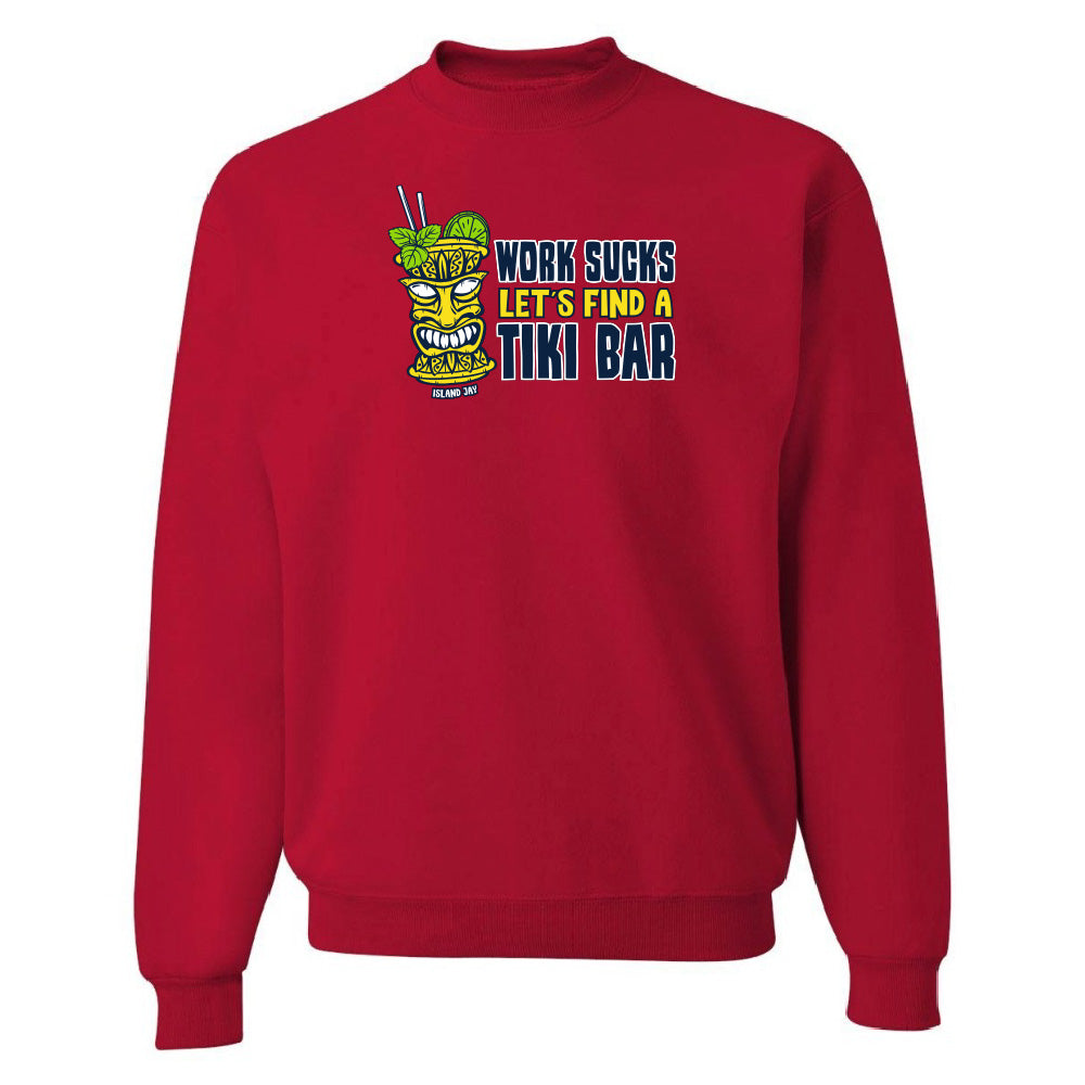 Red sweatshirt with a colorful graphic and text on a white background