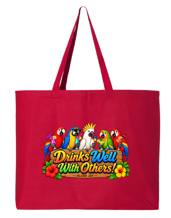 Drinks Well With Others Parrots Large Tote