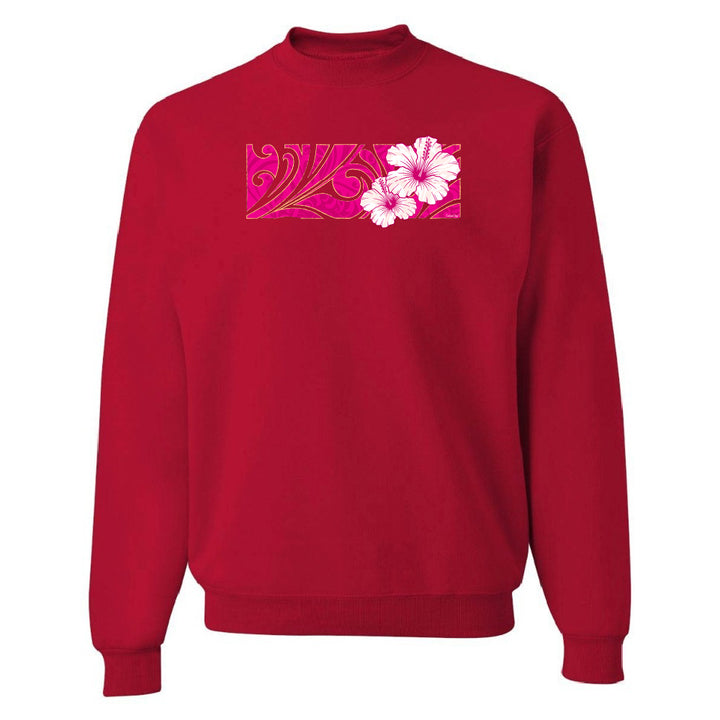 Red sweatshirt with floral design on a white background
