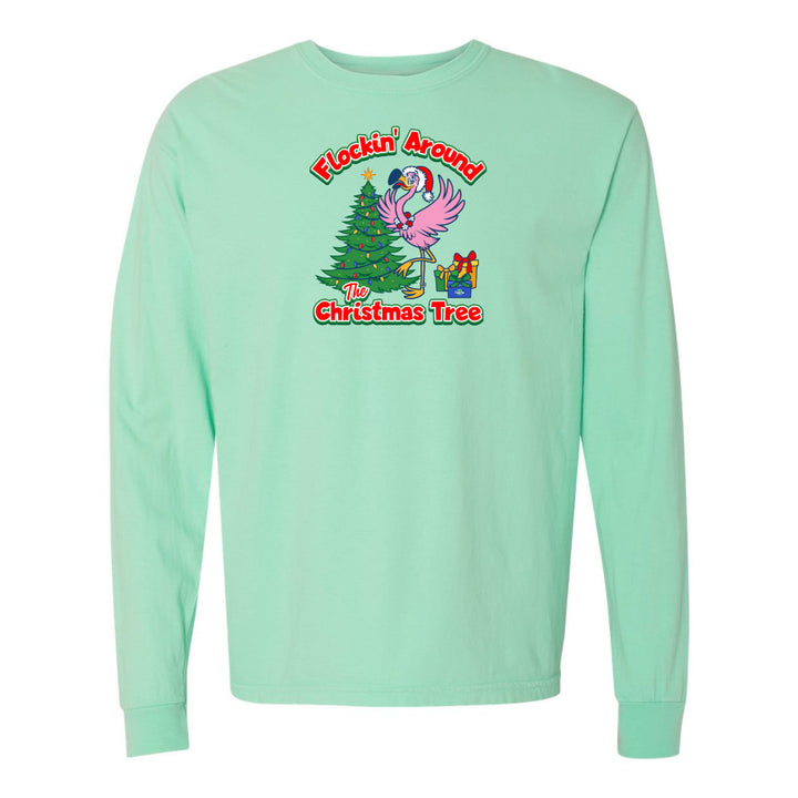 green felicia Flocking around the christmas tree long sleeve shirt