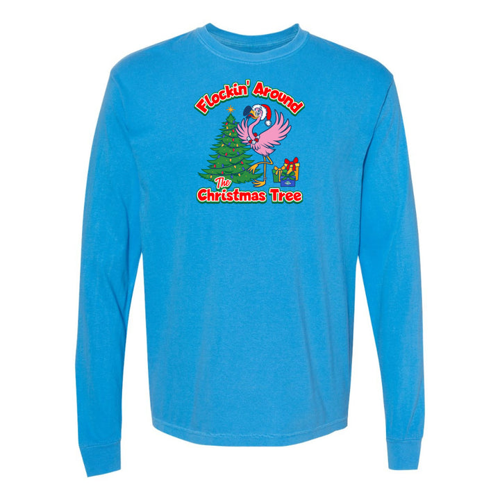 royal blue felicia Flocking around the christmas tree long sleeve shirt