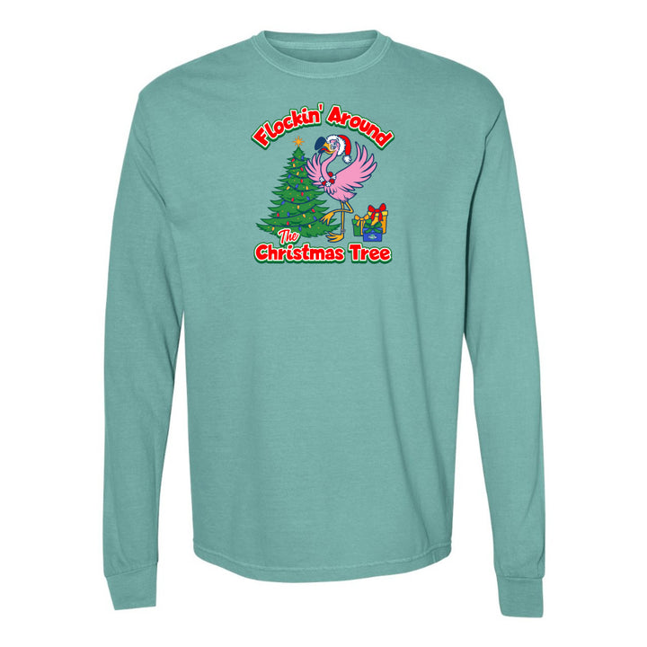 green felicia Flocking around the christmas tree long sleeve shirt