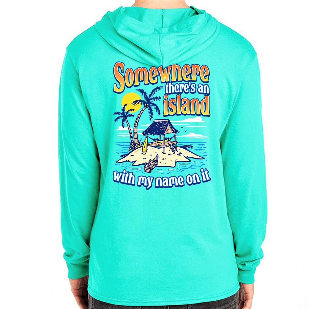 Somewhere There's An Island Tee Hoodie Back Design cool mint tee hoodie color