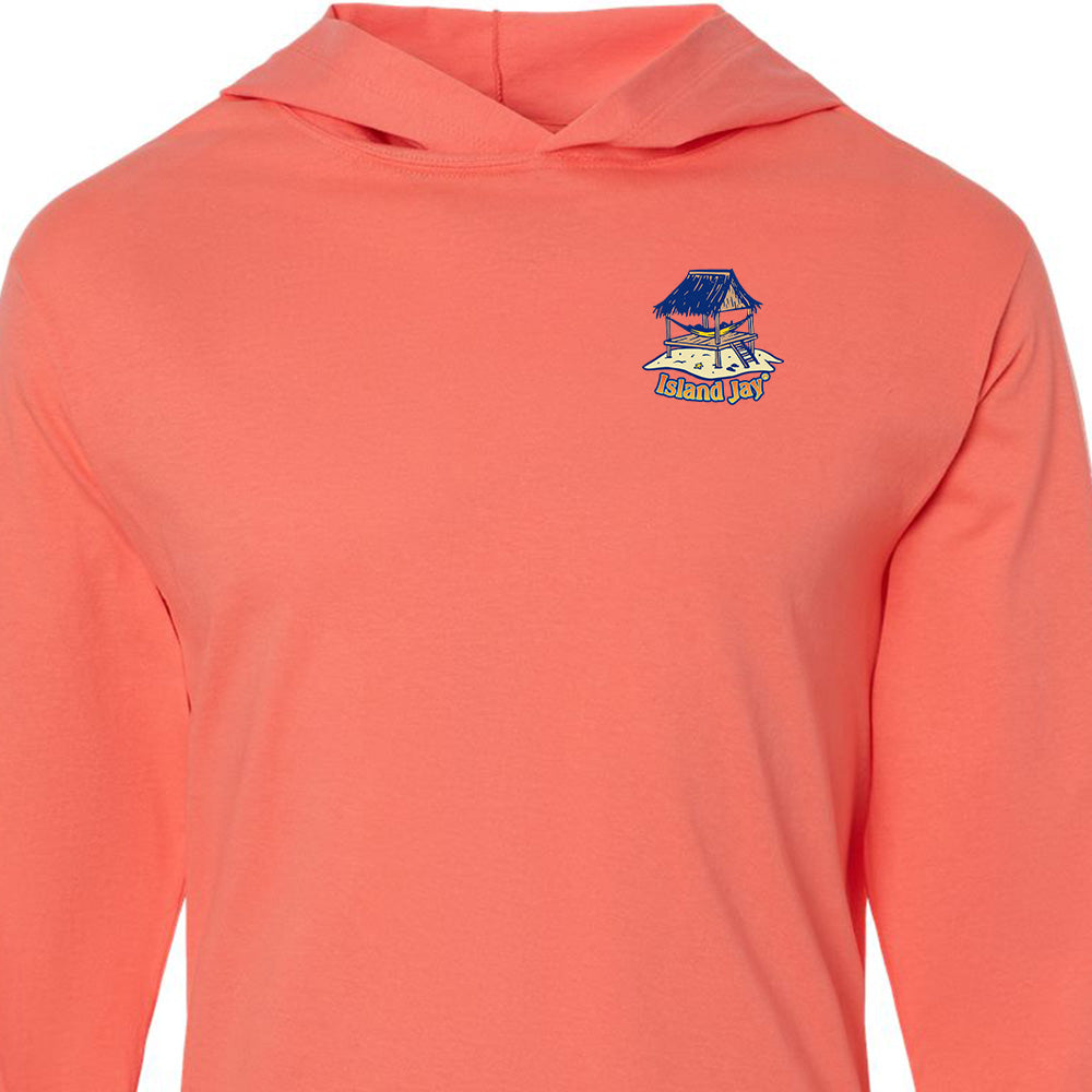 Somewhere There's An Island Tee Hoodie Front Sunset orange