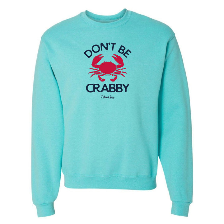 Turquoise sweatshirt with red and black graphic and text on a white background