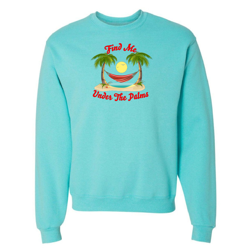 Light blue sweatshirt with a tropical graphic and text on a white background
