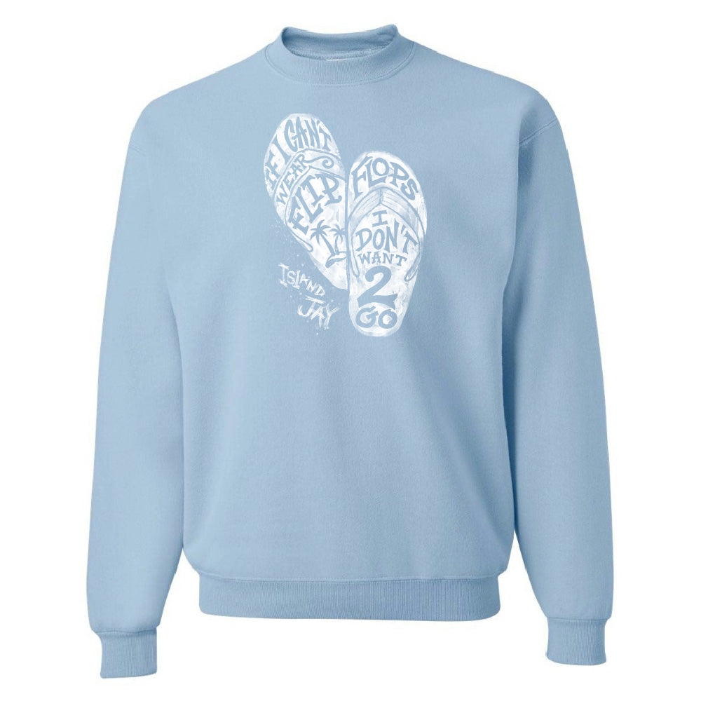 Light blue sweatshirt with white graphic design on a white background