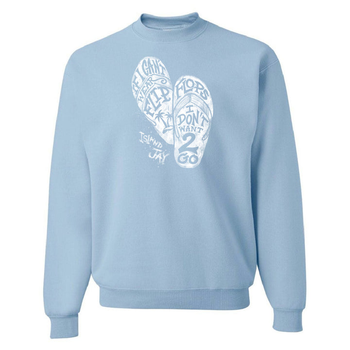 Light blue sweatshirt with white graphic design on a white background