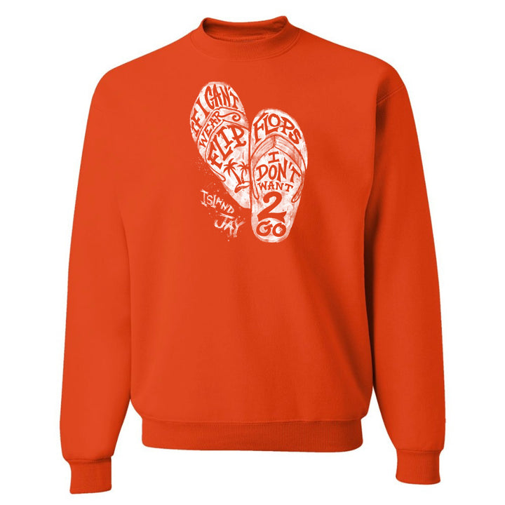 Orange sweatshirt with white graphic design on a white background