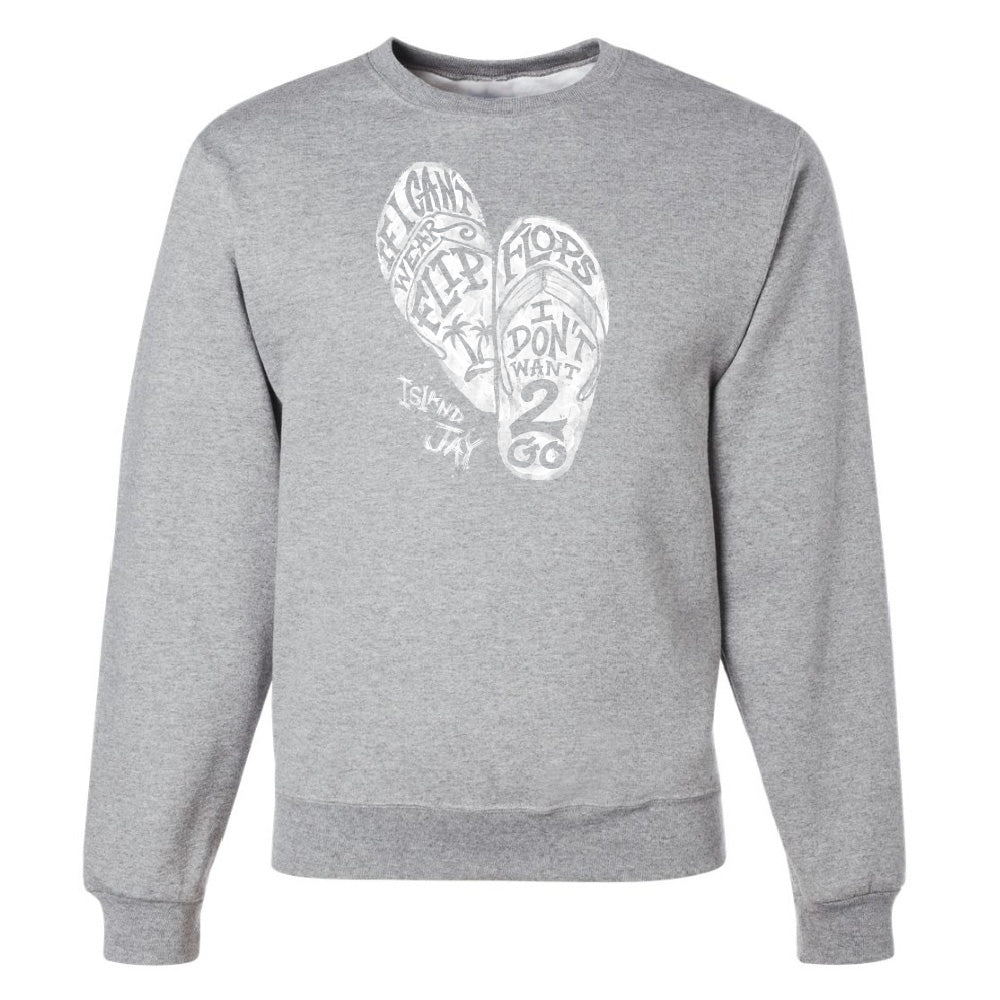 Gray sweatshirt with white graphic design on a white background
