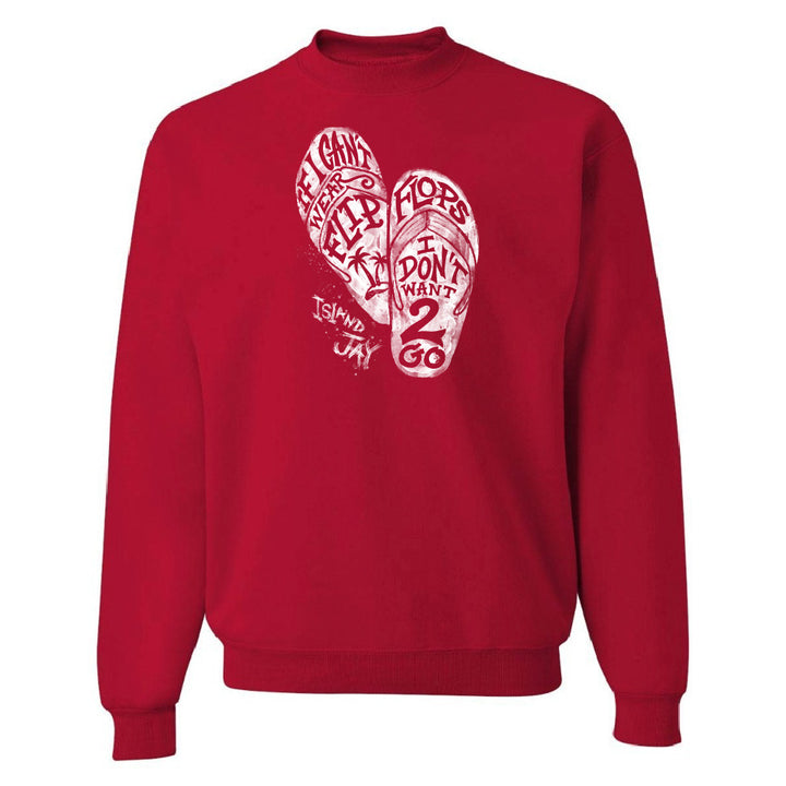 Red sweatshirt with white graphic design on a white background