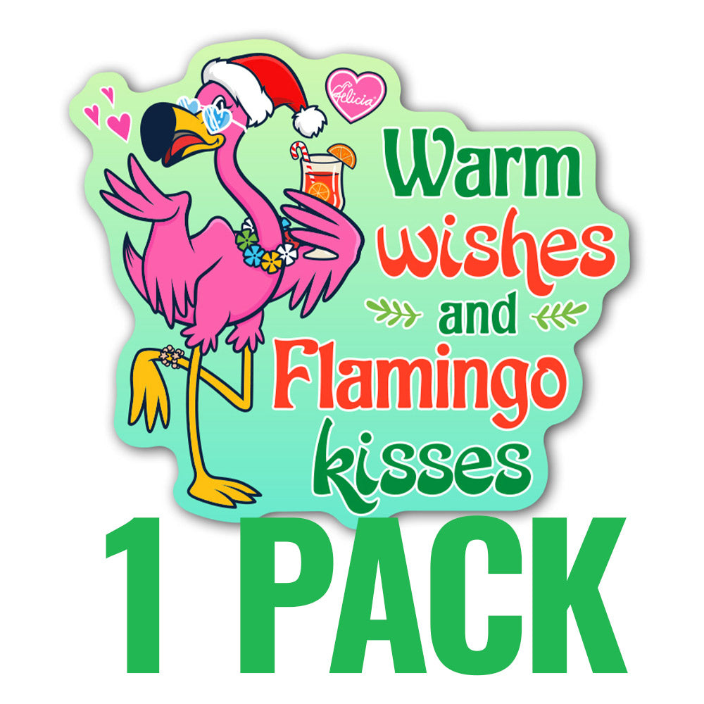Warm Wishes & Flamingo Kisses Holiday Sticker 1 Pack