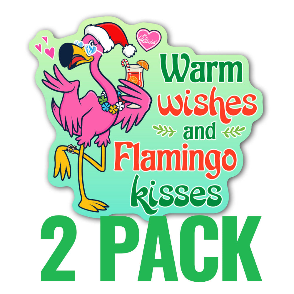 Warm Wishes & Flamingo Kisses Holiday Sticker 2 pack