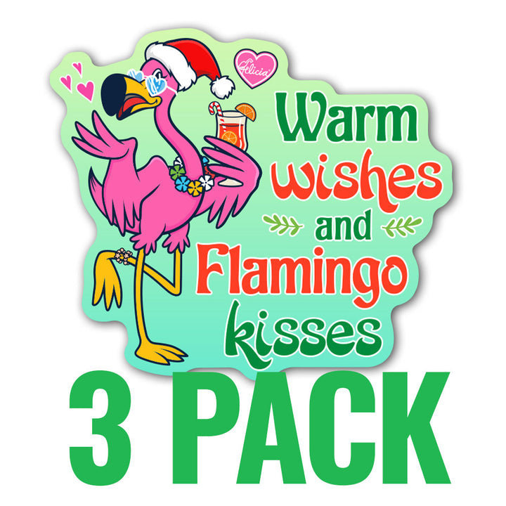 Warm Wishes & Flamingo Kisses Holiday Sticker 3 Pack