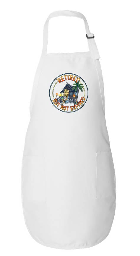 White apron with a logo on a white background