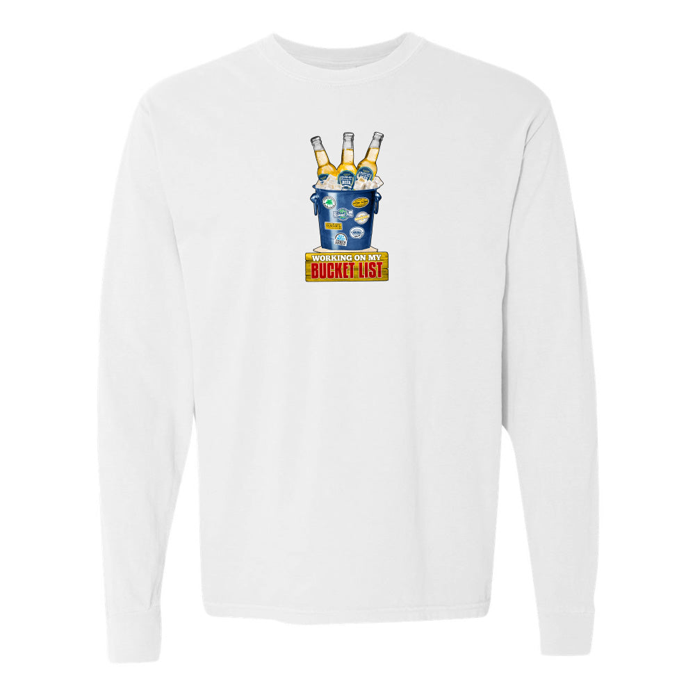 White sweatshirt with a graphic design on a white background