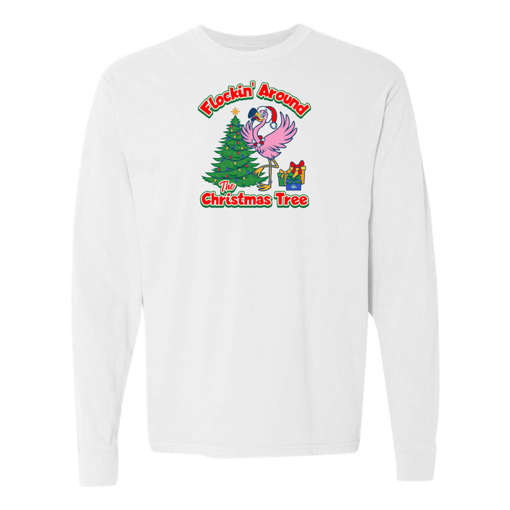 White felicia Flocking around the christmas tree long sleeve shirt