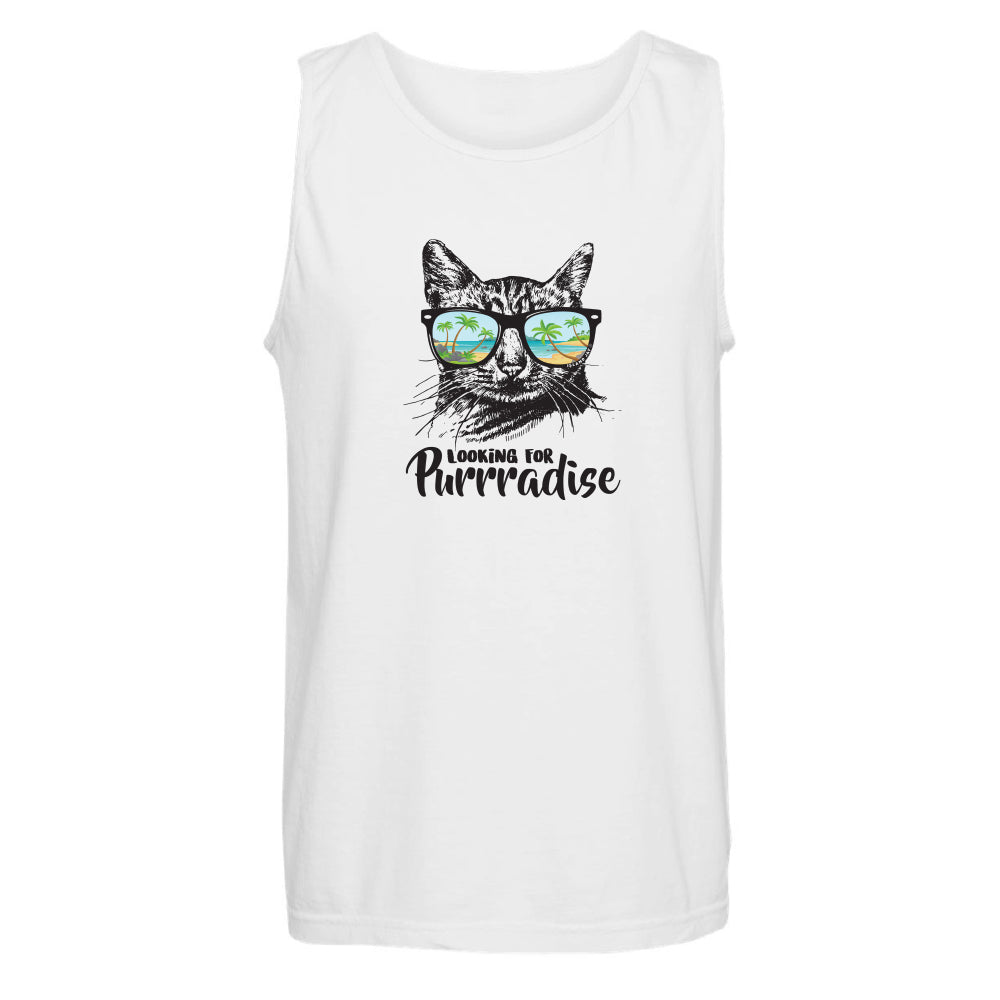 white Looking for purradise cat deisgn tank top