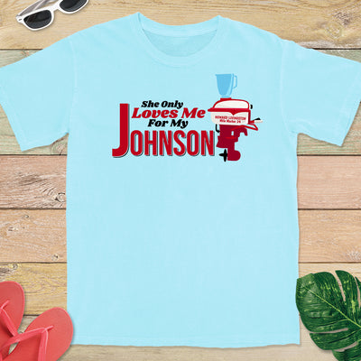Howard Livingston She Only Loves Me For My Johnson T-Shirt Chambray Light Blue