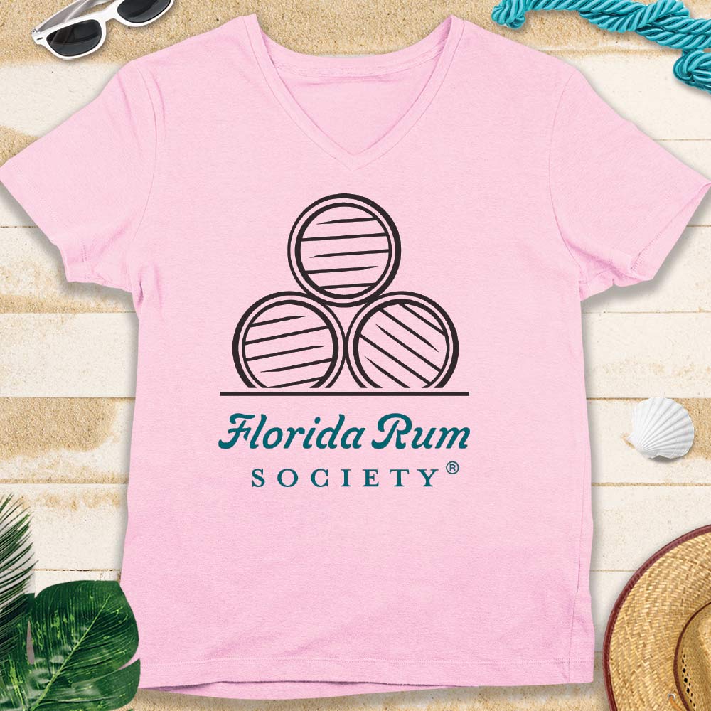Women's Florida Rum Society V-Neck T-shirt Light Pink