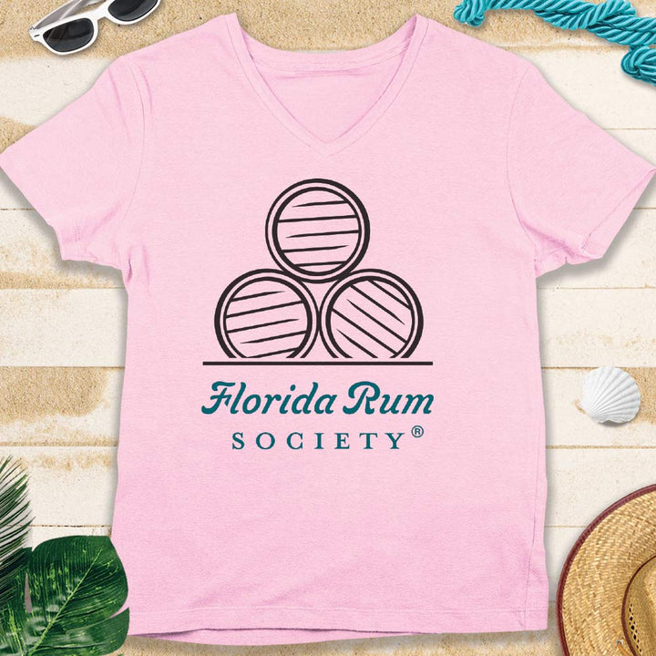 Women's Florida Rum Society V-Neck T-shirt Light Pink