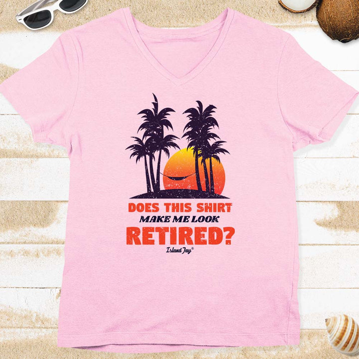 Women's Does This Shirt Make Me Look Retired V-Neck T-Shirt Light Pink
