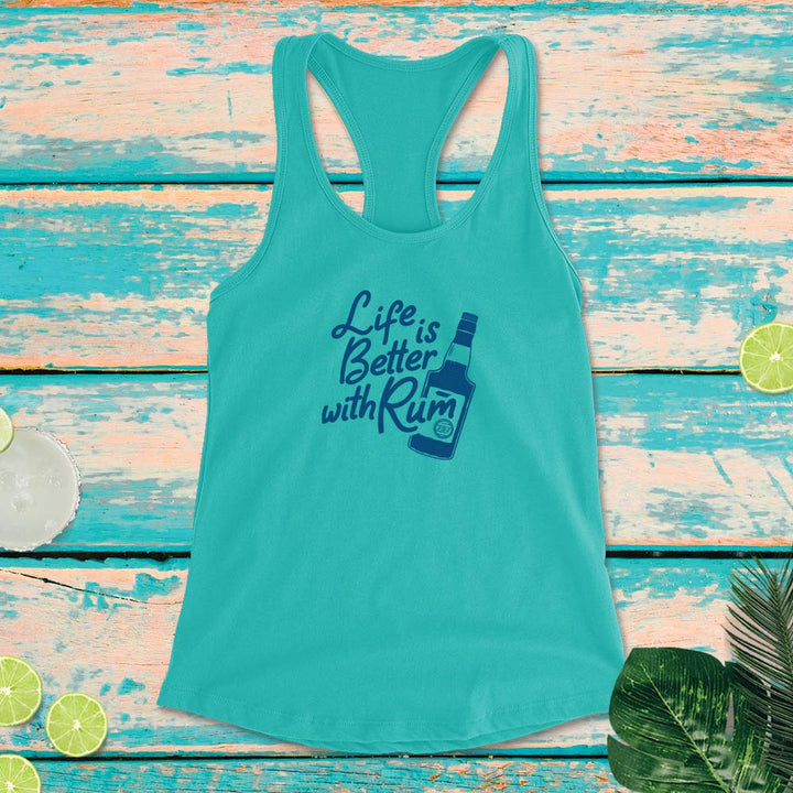 Women's Florida Rum Society Life Is Better With Rum Racerback Tank Top Teal