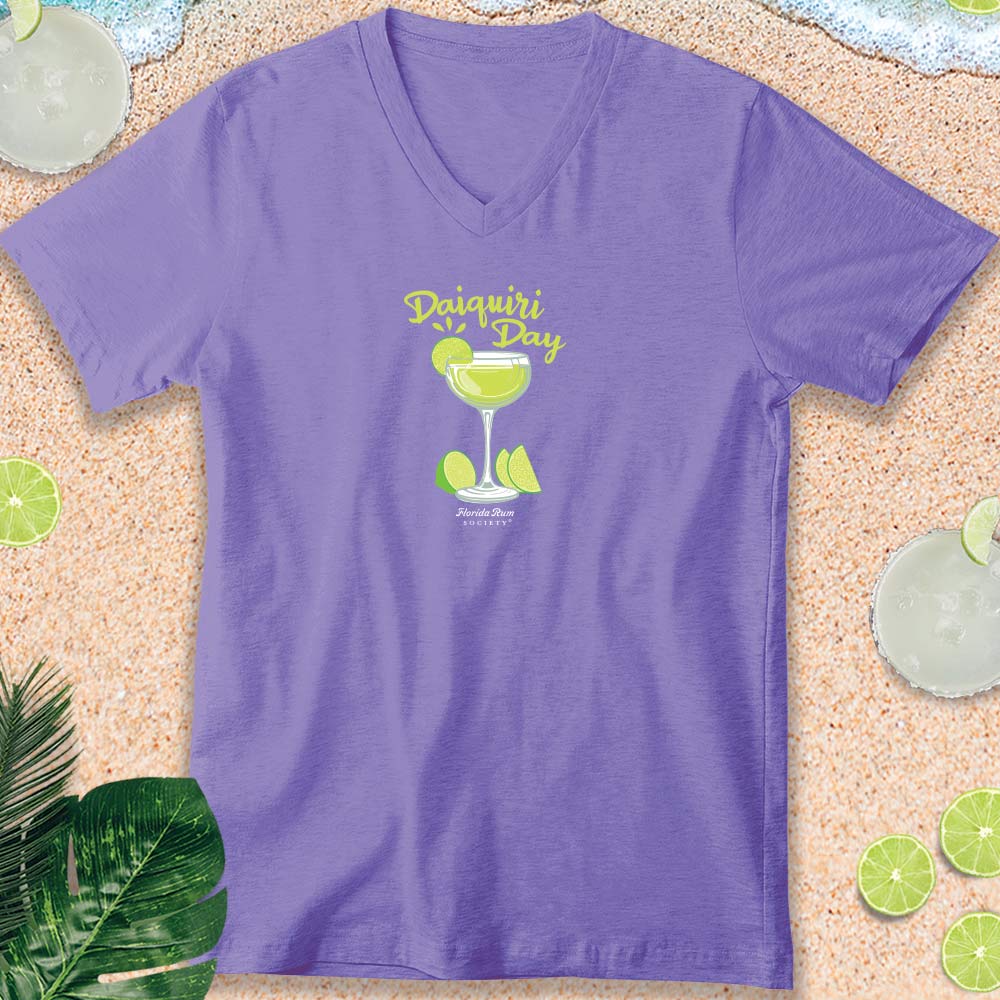 Women's Florida Rum Society Daiquiri Day V-Neck T-shirt Purple