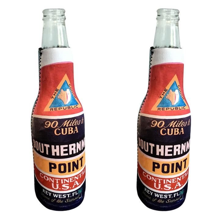 Southernmost Point Key West Zippered Beer Bottle Cooler Sleeve