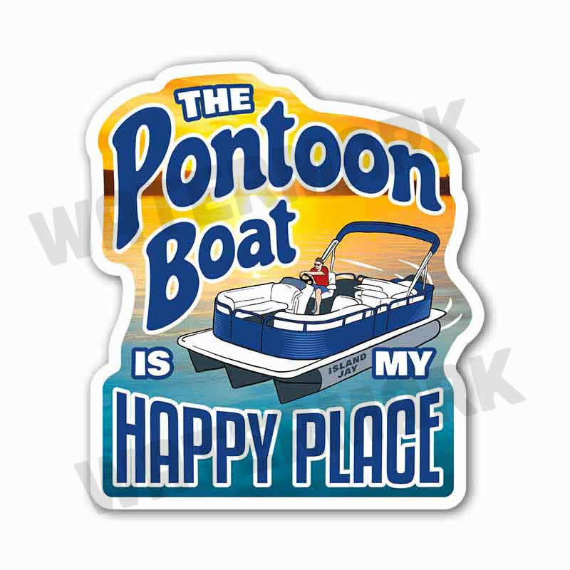 The Pontoon Boat Is My Happy Place 6" Beach Sticker