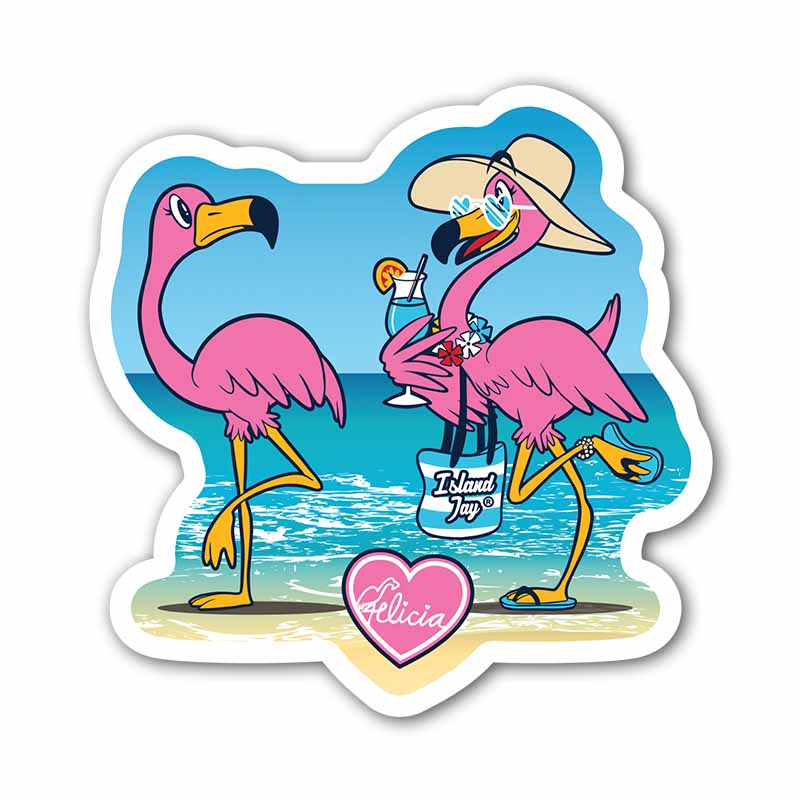 Be Your Own Flamingo (2 Birds) Felicia the Flamingo Die Cut Beach Sticker