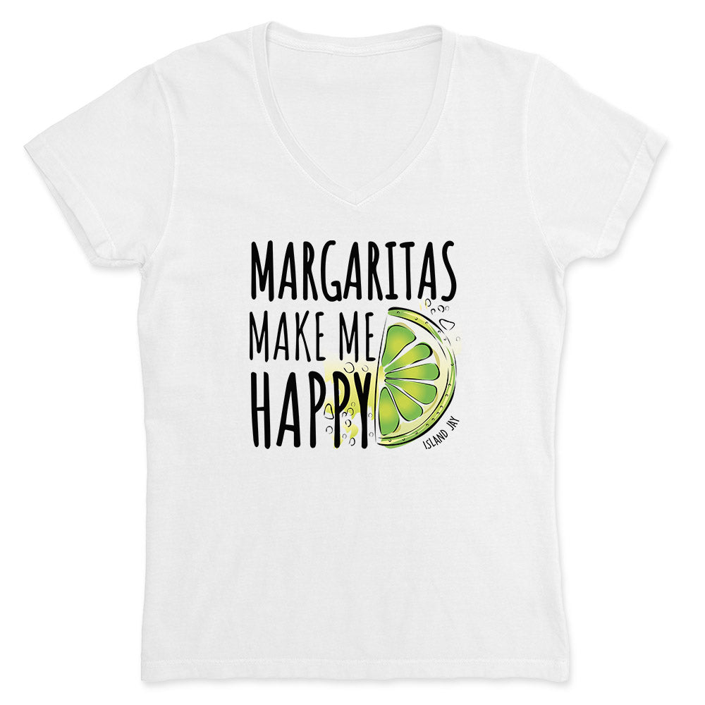 Women's Margaritas Make Me Happy V-Neck T-Shirt