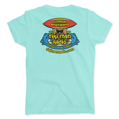 Women's Tiki Man Radio Coastal Americana V-Neck T-Shirt