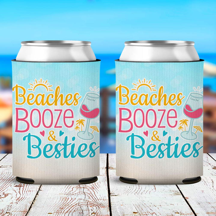 Beaches, Booze and Besties Can Cooler Sleeve 2 Pack