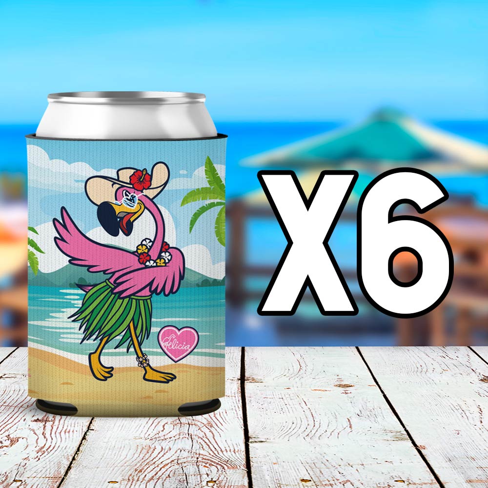 Felicia The Flamingo Hula Ways Can Cooler Sleeve 6 Pack