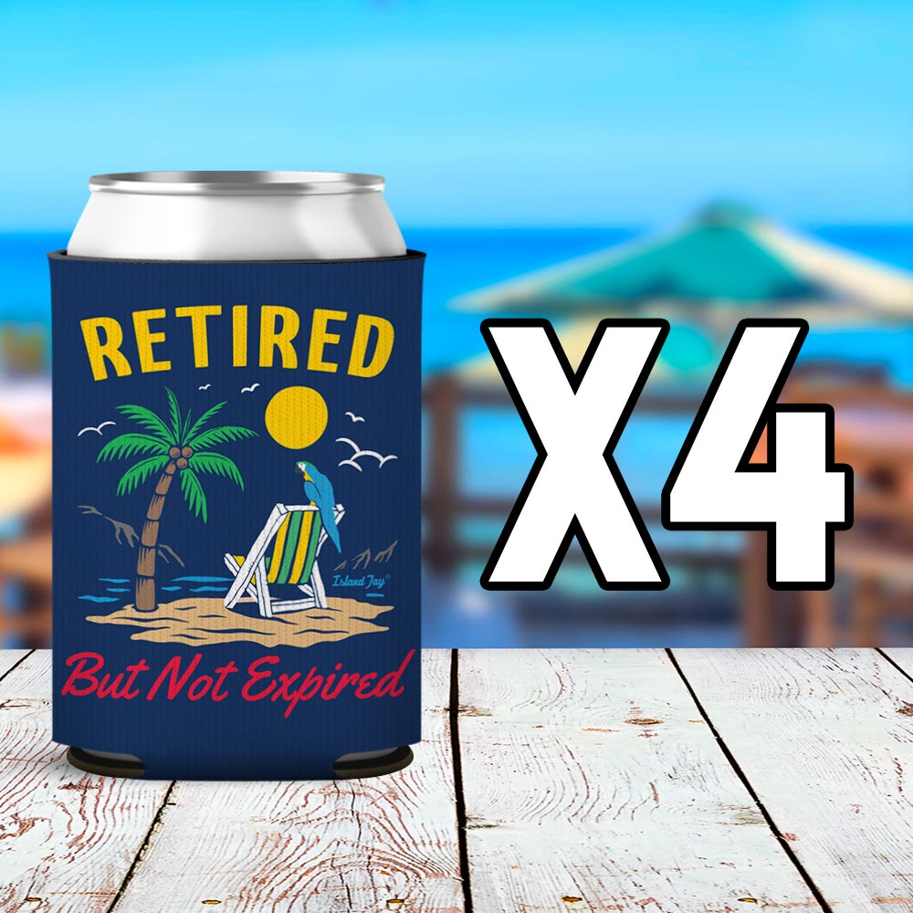 Retired But Not Expired Can Cooler Sleeve 4 Pack