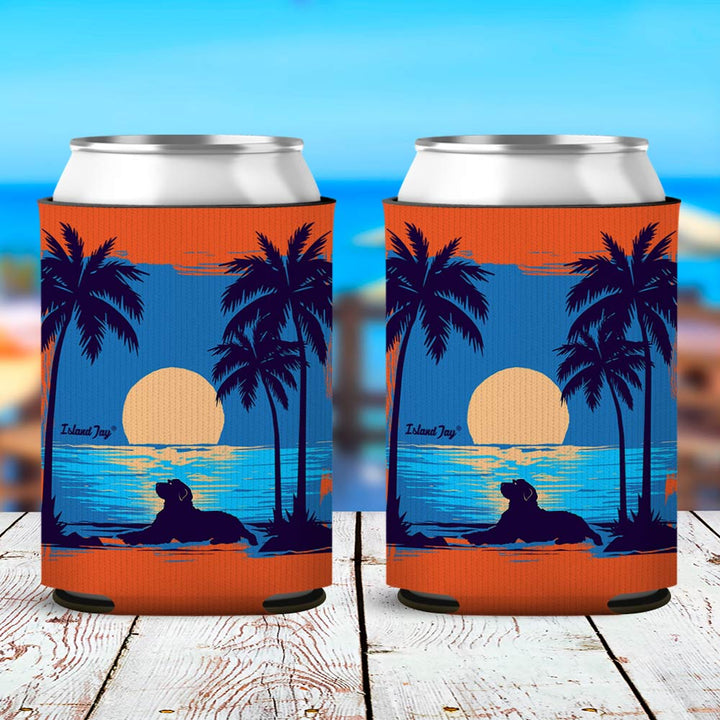 Sunset Beach Dog Can Cooler Sleeve 2 Pack