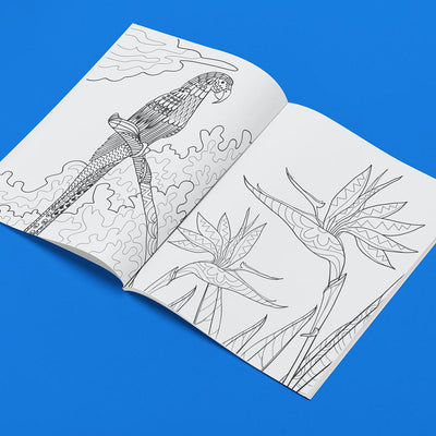 Tropical Coloring Book - Volume 2 - Animals & Flowers Example