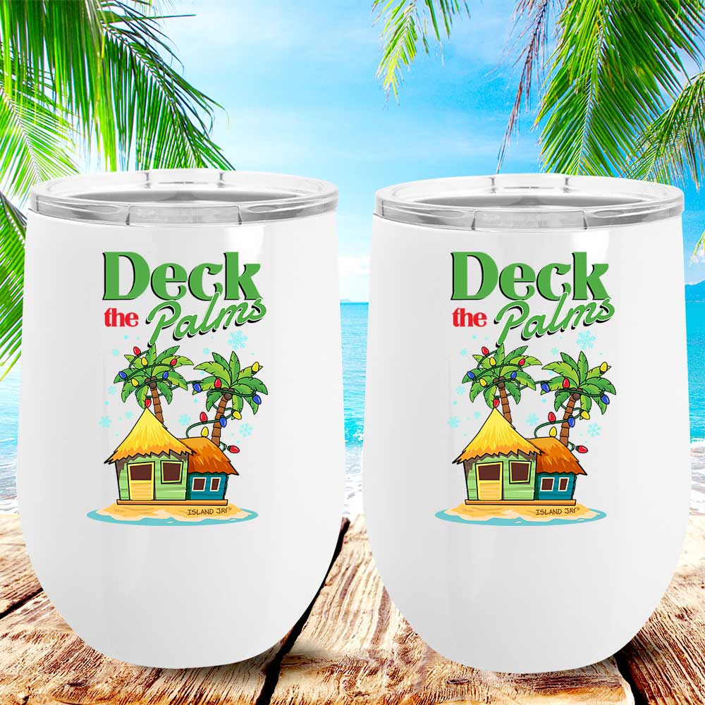 Deck the Palms Metal Stemless Wine Tumbler 2 Pack