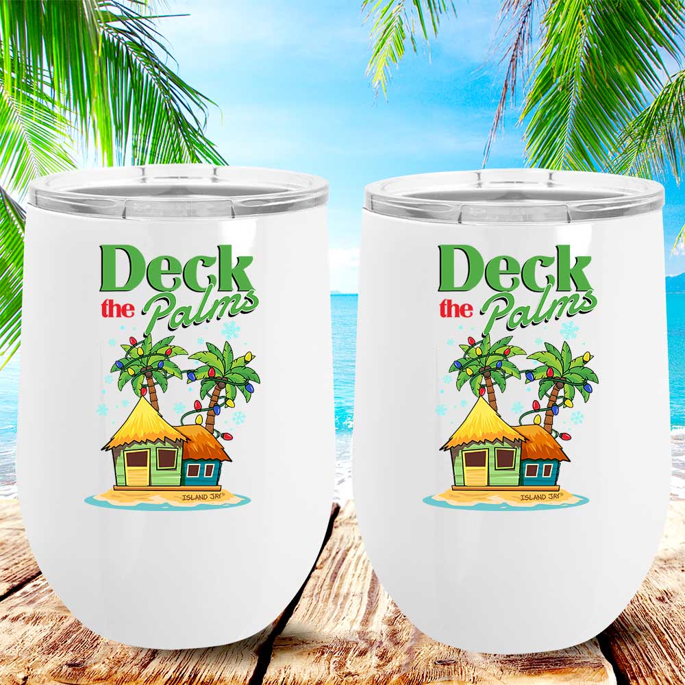 Deck the Palms Metal Stemless Wine Tumbler 2 Pack