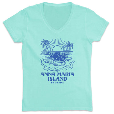 Women's Anna Maria Island Turtle Days V-Neck T-Shirt Chill