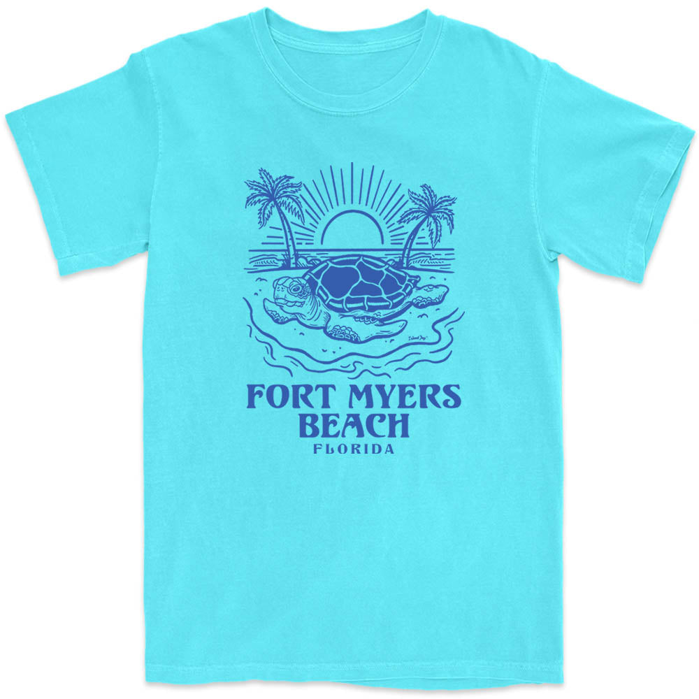 Fort Myers Beach Turtle Days T-Shirt Lagoon Blue