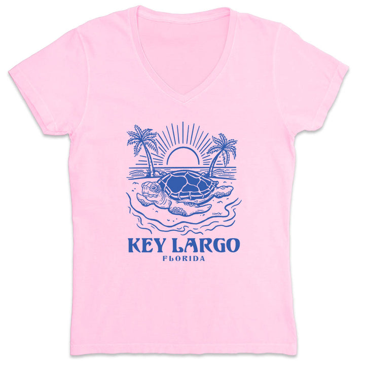 Women's Key Largo Turtle Days V-Neck T-Shirt Light Pink
