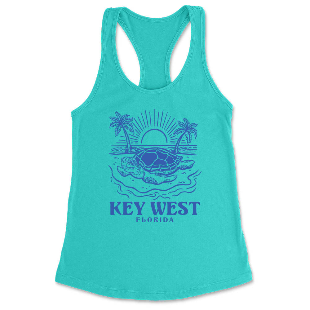 Women's Key West Turtle Days Racerback Tank Top Teal